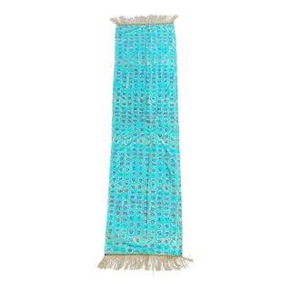 Vintage Silk Table Runner With Gold Bullion Tassels For Sale