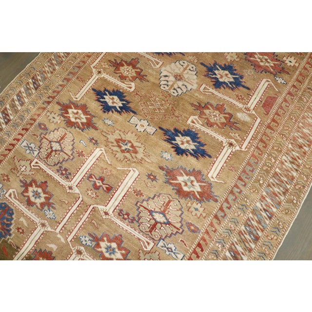 Blue Early 20th Century Camel Caucasian Shirvan Rare Gallery Rug - 5'1" x 14'5" For Sale - Image 8 of 8
