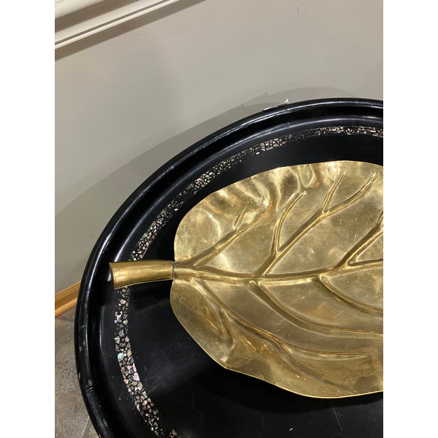Metal 20th Century Gold-Tone Leaf Dish For Sale - Image 7 of 7