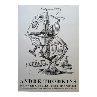 André Thomkins (1930–1985), Kestner-Gesellschaft Hannover, 1974, Vintage Exhibition Poster, Printed in Germany For Sale