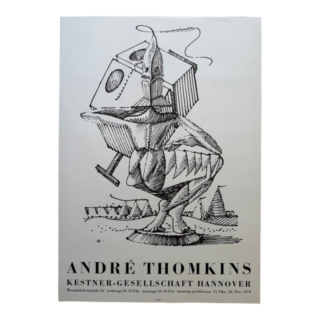André Thomkins (1930–1985), Kestner-Gesellschaft Hannover, 1974, Vintage Exhibition Poster, Printed in Germany For Sale