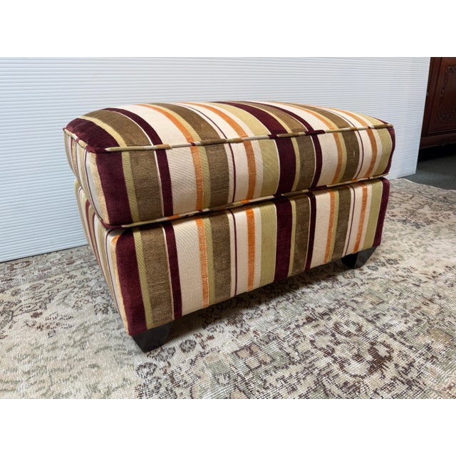 Art Nouveau Donghia Striped Velvet Ottoman, For Sale - Image 3 of 12