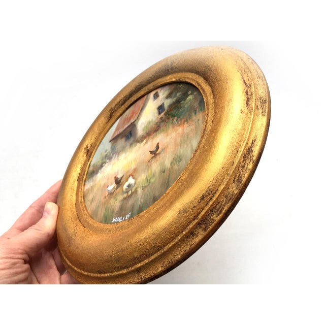 2020s Framed Original Painting Countryhouse Landscape Antique Wall Decor For Sale - Image 5 of 6