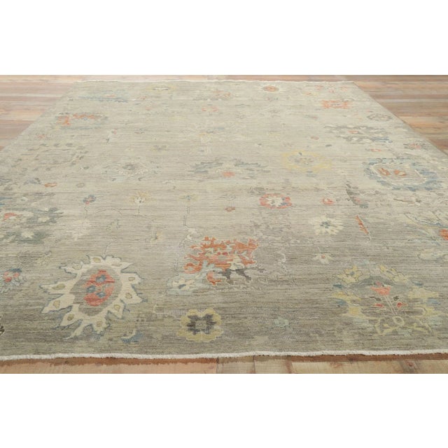 Textile Modern Oushak Distressed Oushak Rug - 08'07 X 11'07 For Sale - Image 7 of 9