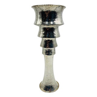 1980s Rare Emilia Castillo Sculptural Silver-Plated Vase or Candle Holder, Mexican For Sale