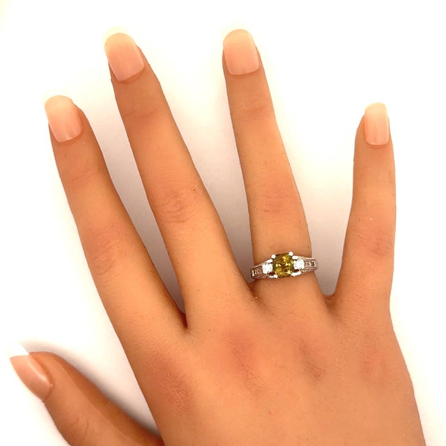 Metal 2.07 Carat Alexandrite Diamond 18k White Gold Ring, Gia Certified, Size 6.5 For Sale - Image 7 of 7