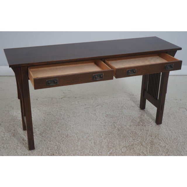 Mission Stickley Mission Oak 2 Drawer Sofa Console Table For Sale - Image 3 of 18