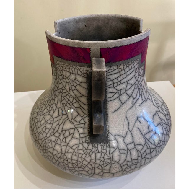Ceramic Rick Foris Contemporary Raku Ceramics Art Studio Modern Sculptural Vase For Sale - Image 7 of 13
