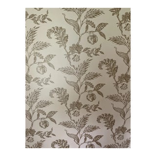 Gold and Cream Floral Menorca Wallpaper by Manuel Canovas For Sale