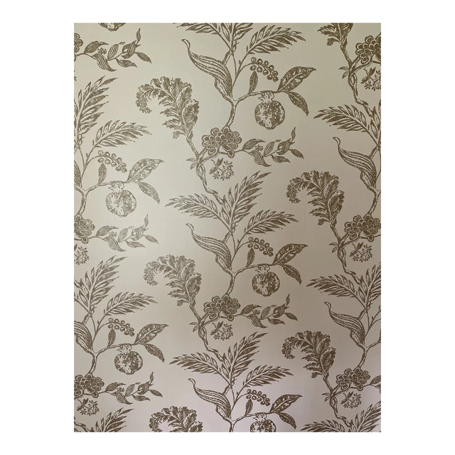 Gold and Cream Floral Menorca Wallpaper by Manuel Canovas For Sale