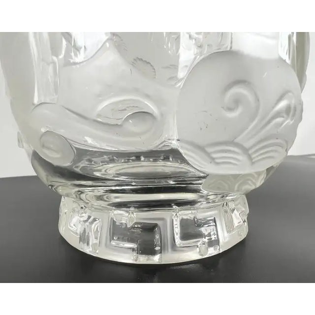 1930 Verlys French Art Glass “Mandarin” Vase Frosted & Clear Relief Design For Sale - Image 10 of 18
