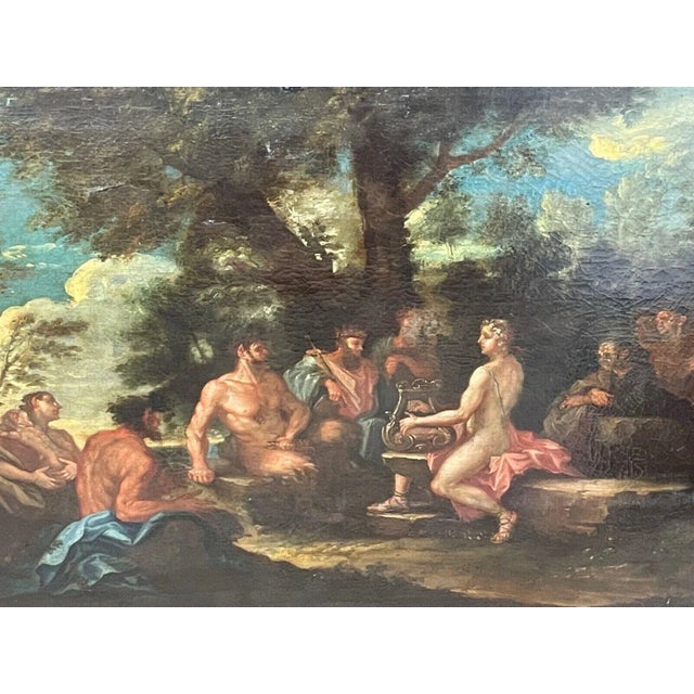 18th-Century Italian Baroque Old Master Oil Painting — Apollo and Marsyas with the Judgment of King Midas Mythological...