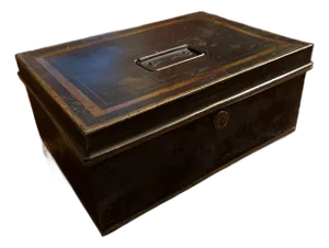 Late 19th Century Black and Gold Metal Document or Cash Box