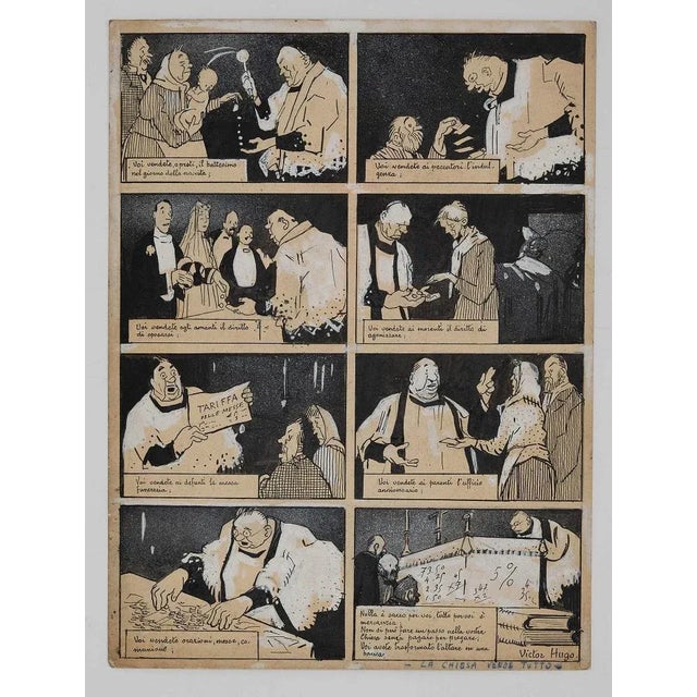 Back Cover is an original China ink and Watercolor artwork realized by Gabriele Galantara in 1913. In good conditions,...