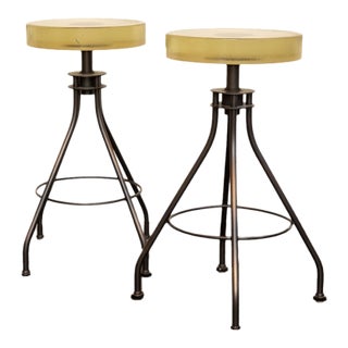 2010 Attributed to Holly Hunt Alison Berger 2 Glass Seat Counter Stools For Sale