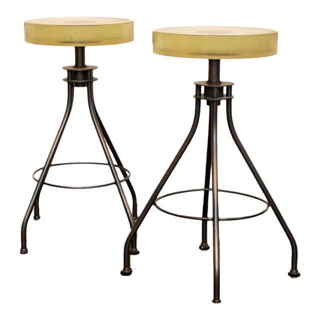 2010 Attributed to Holly Hunt Alison Berger 2 Glass Seat Counter Stools For Sale