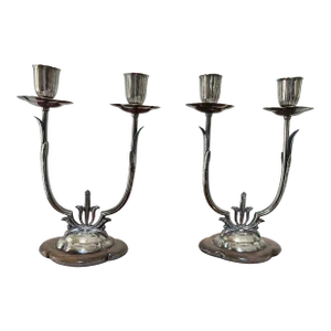 Pair of 1940s Black Starr & Gorham Sterling Silver Candle Holders