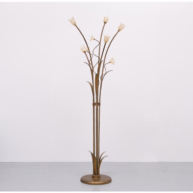 Hollywood Regency Gold Flower Shaped Floor Lamp, 1980s For Sale - Image 11 of 11