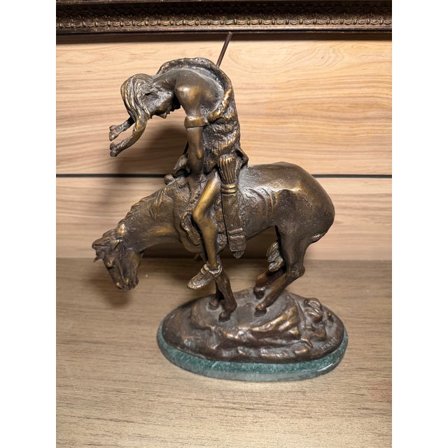 Plastic 1980s Bronze ‘End of the Trail’ Sculpture, Styled After Fraser.” For Sale - Image 7 of 12