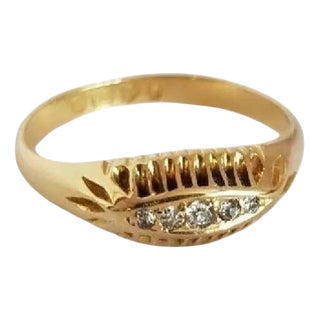Antique Edwardian 18ct Gold Five Stone Diamond Ring, 1903 For Sale