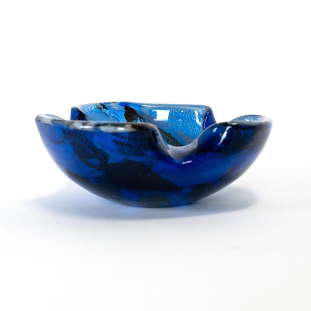 1960s Italian Murano Style Art Glass Blue Bowl / Ashtray For Sale - Image 4 of 9