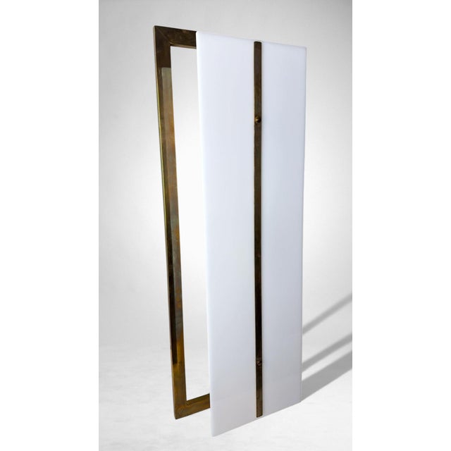 Late 20th Century Late 20th Century Romeo Rega Style Large Italian Brass and Opaline Plexiglass Wall Sconces - a Pair For Sale - Image 5 of 18