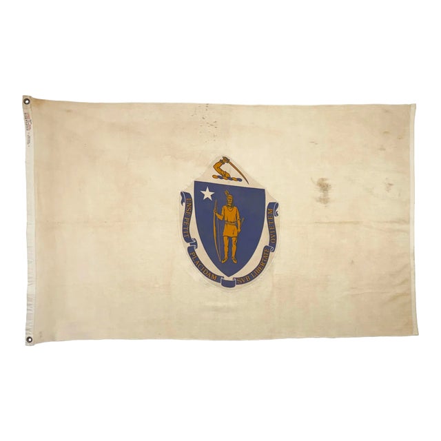 Vintage Cotton State Flag of Massachusetts For Sale