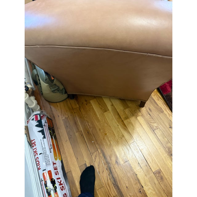 Art Deco Mid 20th Century Brunschwig and Fils Leather Armchair, Saratoga Selection For Sale - Image 3 of 4