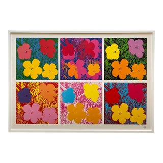 Andy Warhol Estate Vintage 1989 First Edition Lithograph Print Extra Large Framed Pop Art Poster " Flowers " 1970 For Sale