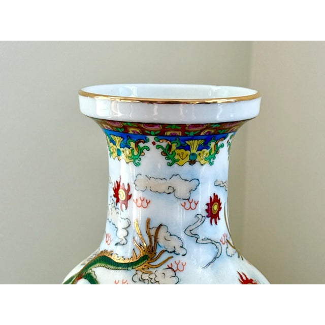 1980s Chinese Hand Painted Dragon Vase For Sale In New York - Image 6 of 13