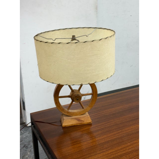 Late 20th Century Vintage Rustic Wagon-Wheel Table Lamp For Sale - Image 5 of 12