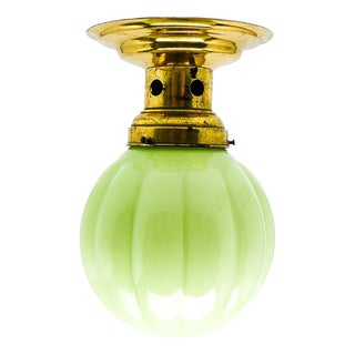 Art Deco Brass and Glass Ceiling Lamp, Germany, 1930s For Sale