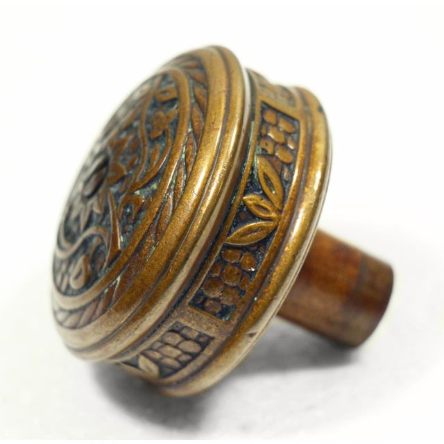 Traditional Antique 1890s Norwalk Bronze Blue Bell Passage Door Knob With Keyhole For Sale - Image 3 of 5