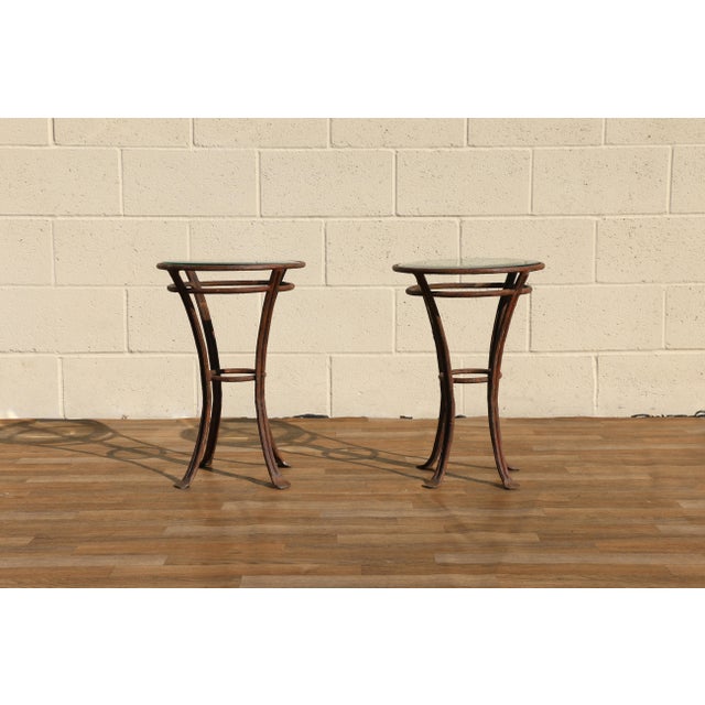Brown Pair of Twig Wrought Iron Outdoor/Indoor Side Tables by Rose Tarlow Melrose House For Sale - Image 8 of 18