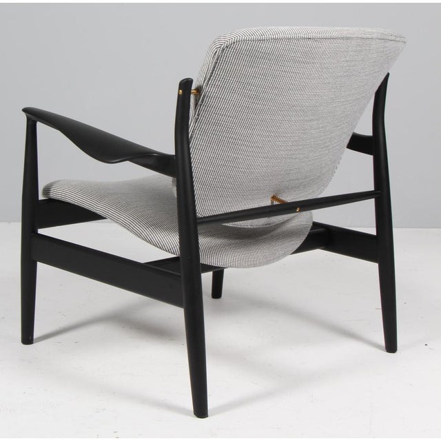 Black Lounge Chair in Fabric and Black Ash by Finn Juhl, France For Sale - Image 8 of 9