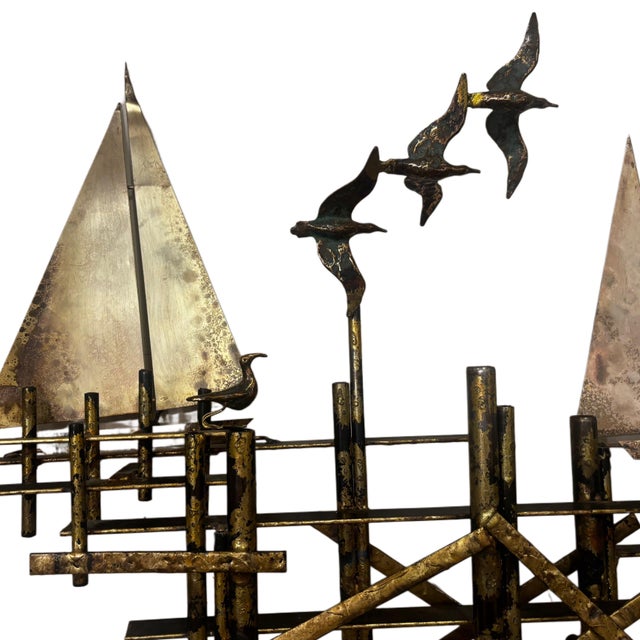 Curtis Jere Curtis Jere Harbor Brass Wall Sculpture For Sale - Image 4 of 6