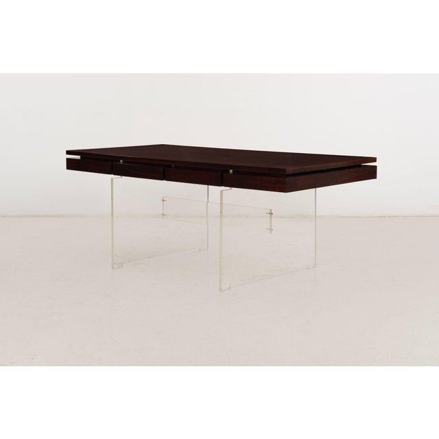 Poul Nørreklit Rosewood and Lucite Executive Desk for Sigurd Hansen, Denmark, 1960s For Sale - Image 15 of 18