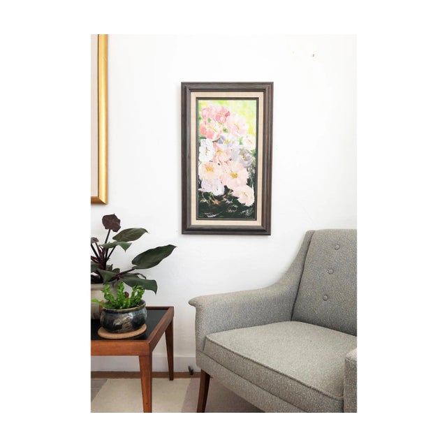 An original vintage oil on canvas painting. Nice texture to the thick applied paint and movement to the brushstrokes to...