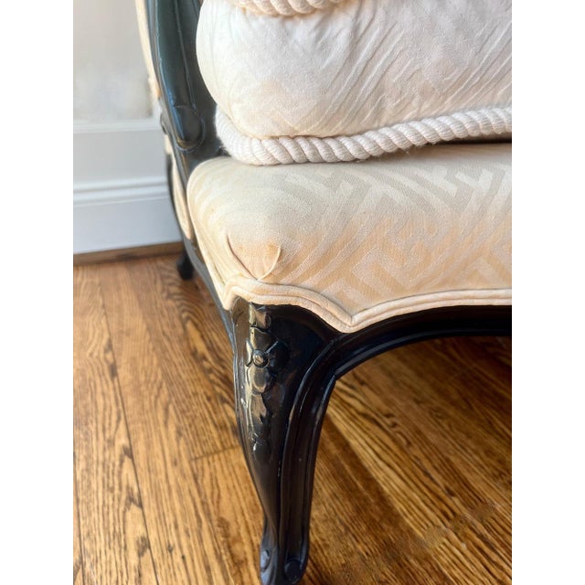 Mid 20th Century Vintage Black Lacquered Bergère For Sale - Image 5 of 6
