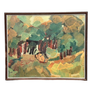 Em Bronne, Forest Landscape, 1967, Oil on Canvas, Framed For Sale