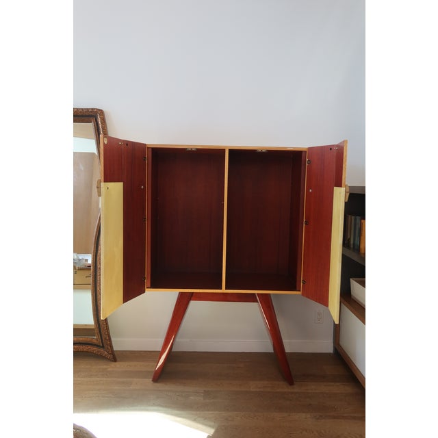 Late 20th Century Dakota Jackson Postmodern Dry Bar Cabinet in Lacquered Maple and Parchment For Sale - Image 9 of 15