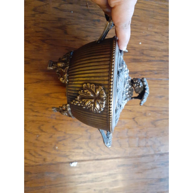 Antique 1880 Ornate Bronze Lidded Pedestal Bowl For Sale - Image 9 of 11