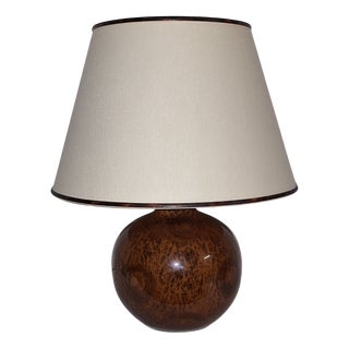 Vintage Table Lamp with Brown Ceramic Base by Schütte-Leuchten, 1980s For Sale