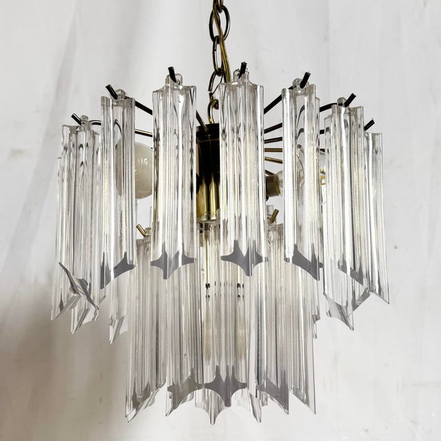 Plastic Art Deco Hanging Lucite Chandelier For Sale - Image 7 of 12