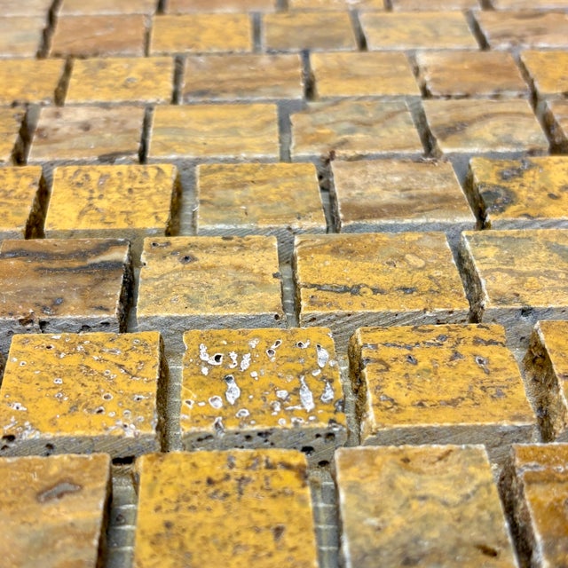 Mediterranean Gold Travertine Polished Broken Tessere Mosaic For Sale - Image 3 of 4