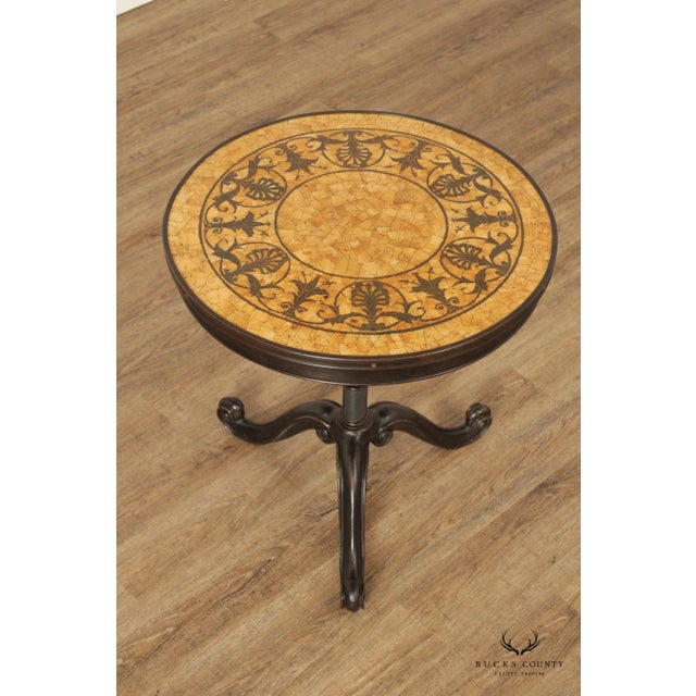Grand Tour Classical Style Round Mosaic Top Bronze Side Table For Sale - Image 3 of 13