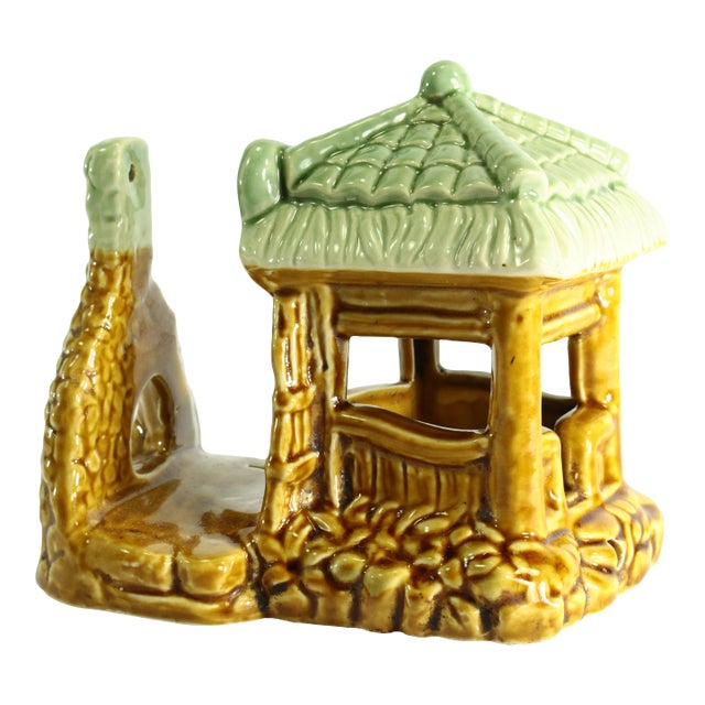 1930's-40's Majolica Figurine / Lamp Base in the Shape of a Well / Gazebo Structure For Sale