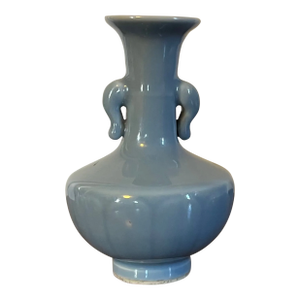 Antique 19th Century Chinese Clair-De-Lune Monochrome Glaze Small Porcelain Vase in the Kangxi Style