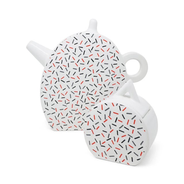 Postmodern 1980s Italian Ceramic Coffee Pot & Sugar Set by Massimo Materassi for Mas Italy For Sale - Image 3 of 9