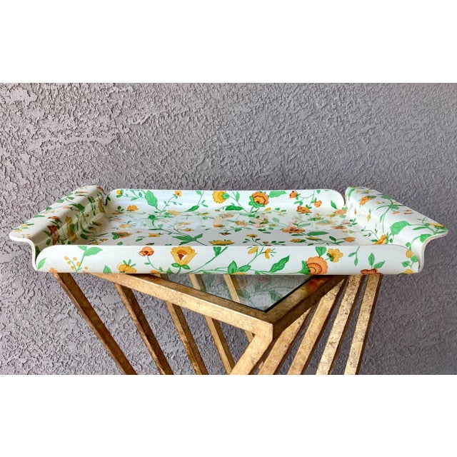 -Circa 1980 Whimsical Flowering Buttercup Melamine Rectangular Handled Tray For Sale In Austin - Image 6 of 12